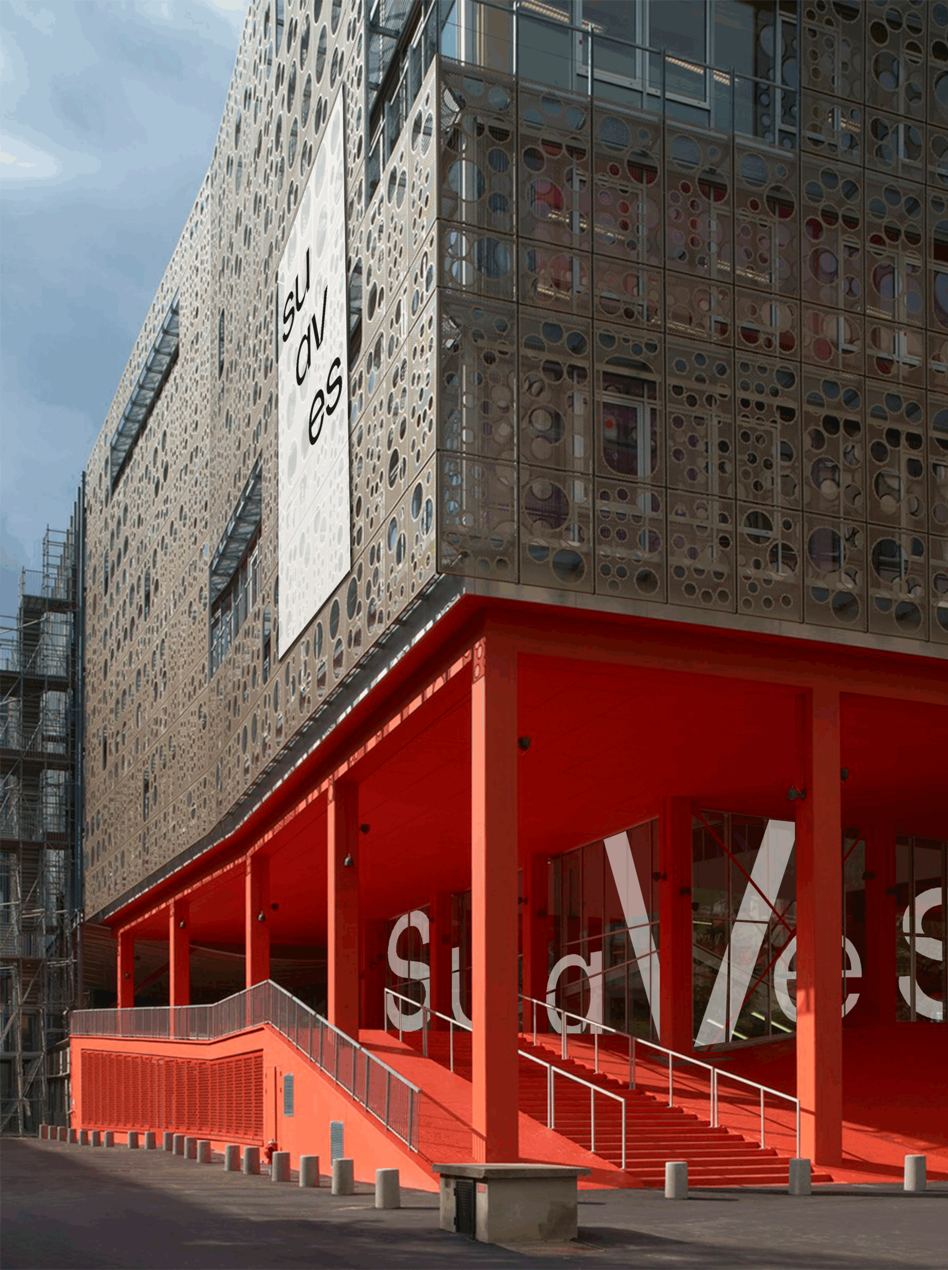 maquette de l'identité visuelle extérieure pour l'exposition SUAVES